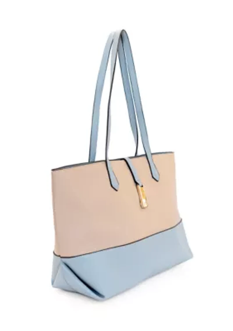 Pebbled Color Block Tote Bag
