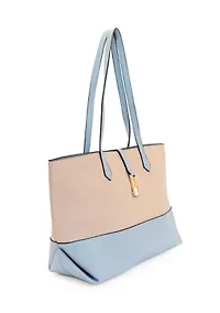 Pebbled Color Block Tote Bag