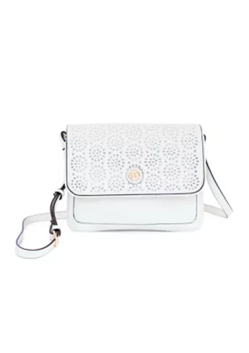 Saffiano Perforated Flap Crossbody