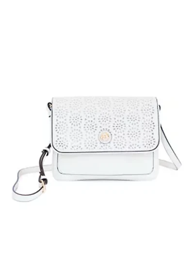 Saffiano Perforated Flap Crossbody