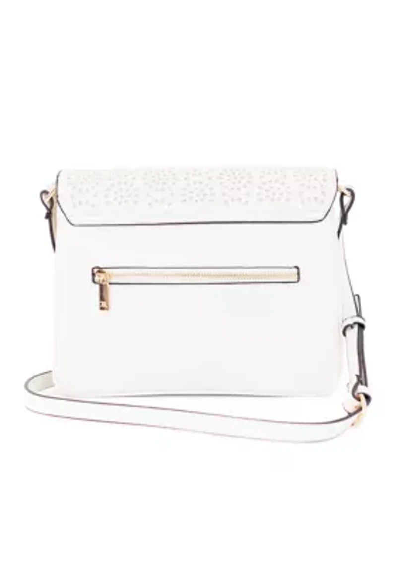 Saffiano Perforated Flap Crossbody