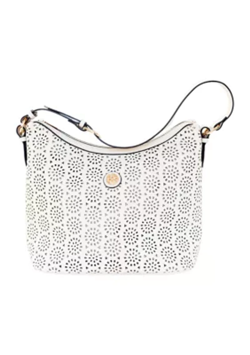 Saffiano Perforated Hobo Bag