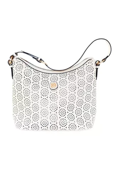 Saffiano Perforated Hobo Bag