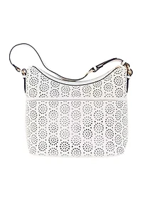 Saffiano Perforated Hobo Bag