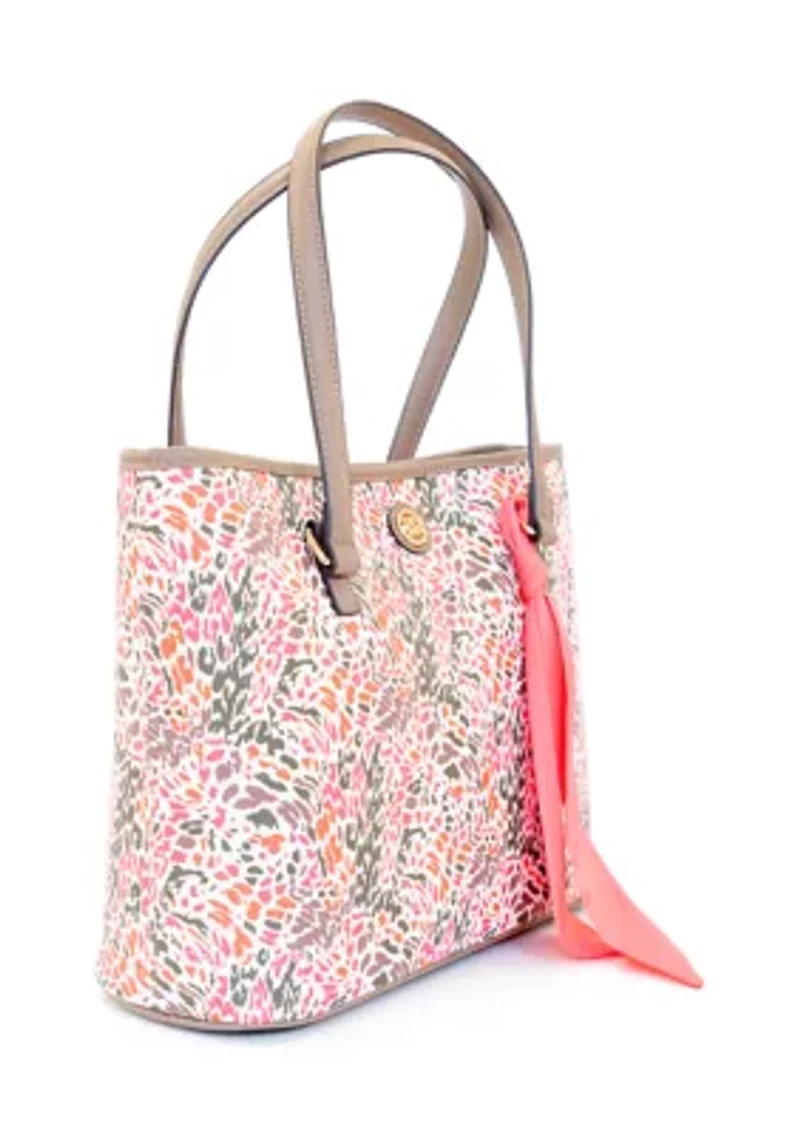 Abstract Print Saffiano Tote