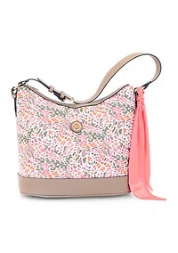 Abstract Print Saffiano Hobo Bag 