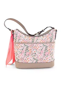 Abstract Print Saffiano Hobo Bag 