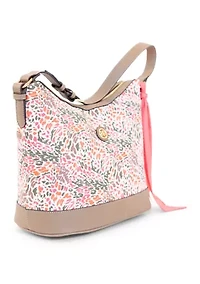 Abstract Print Saffiano Hobo Bag 