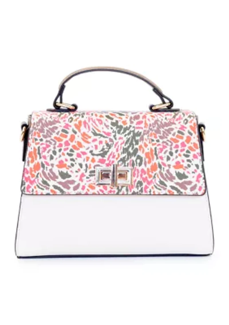 Abstract Printed Medium Top Handle Bag