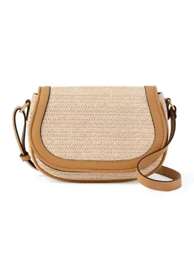 Straw Saddle Crossbody Bag