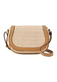 Straw Saddle Crossbody Bag