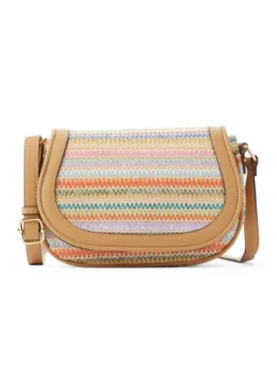 Straw Saddle Crossbody Bag