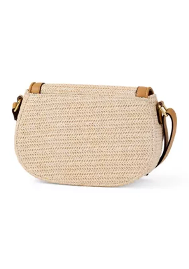 Straw Saddle Crossbody Bag