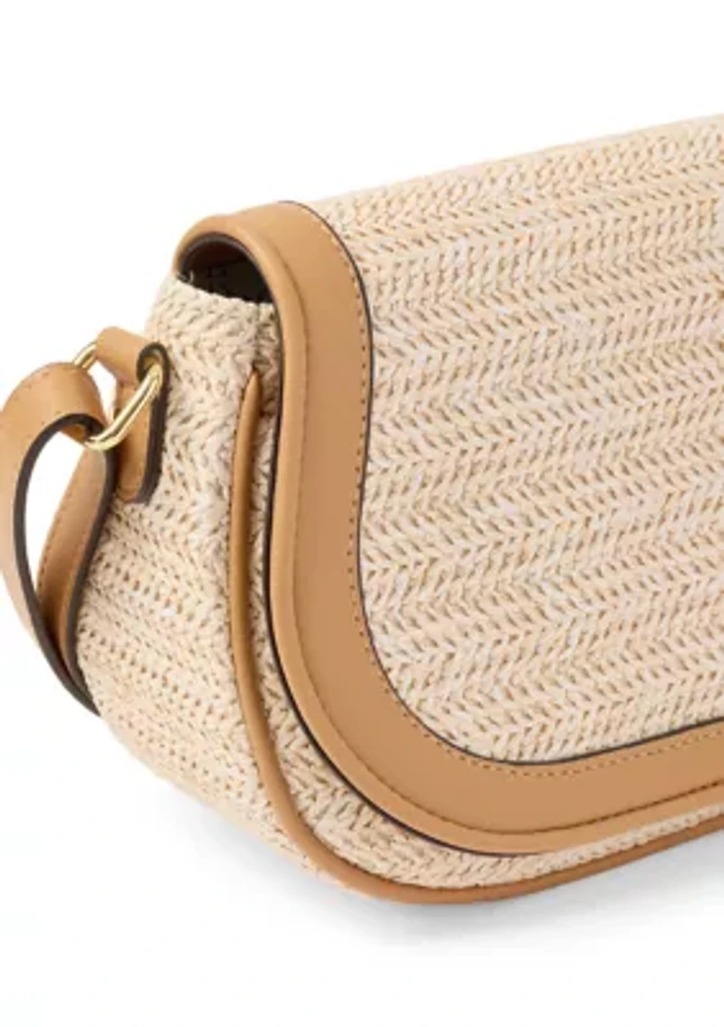 Straw Saddle Crossbody Bag