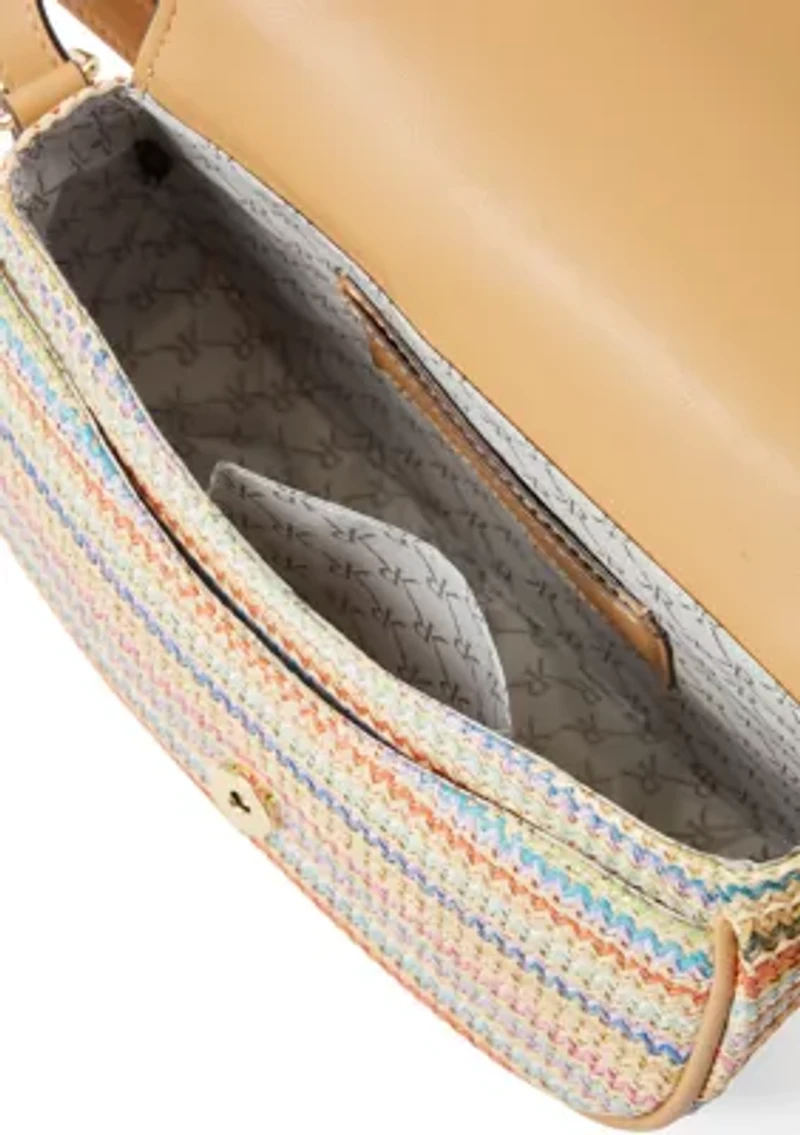 Straw Saddle Crossbody Bag