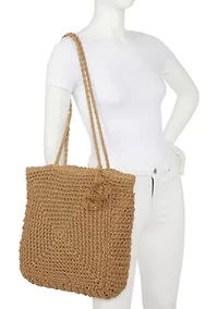 Crochet Straw Tote with Tassel