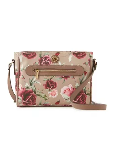 Saffiano Rose Print Crossbody