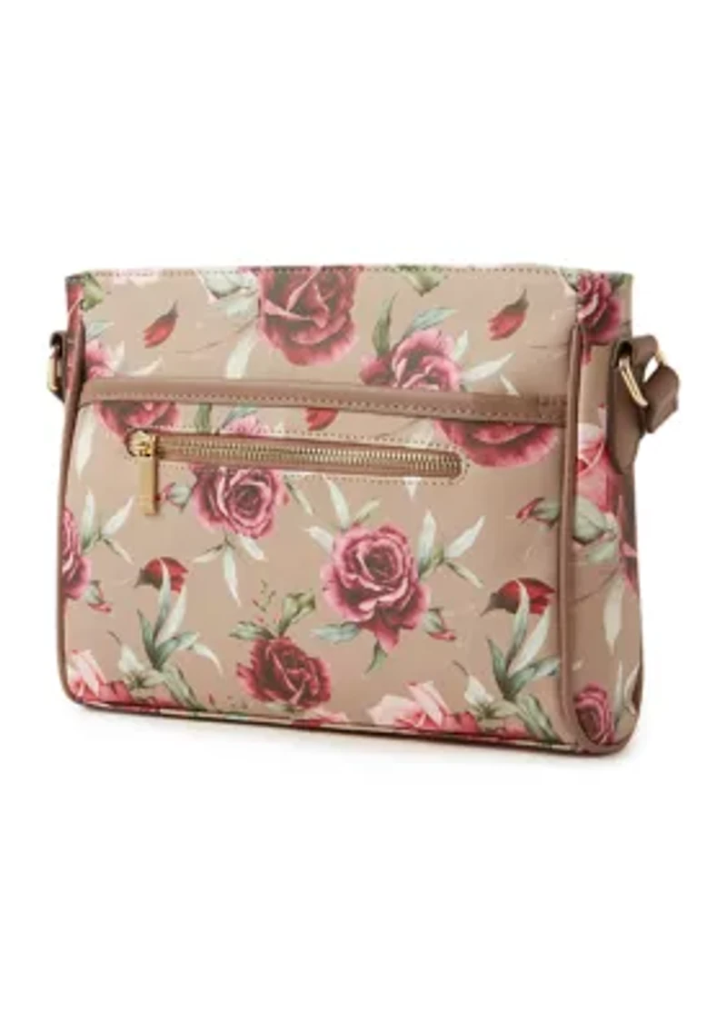 Saffiano Rose Print Crossbody