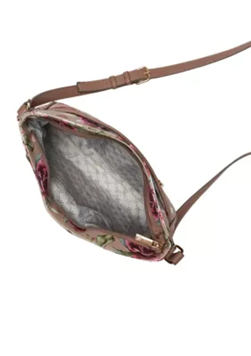 Saffiano Rose Print Crossbody