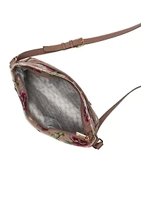 Saffiano Rose Print Crossbody