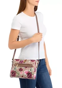 Saffiano Rose Print Crossbody