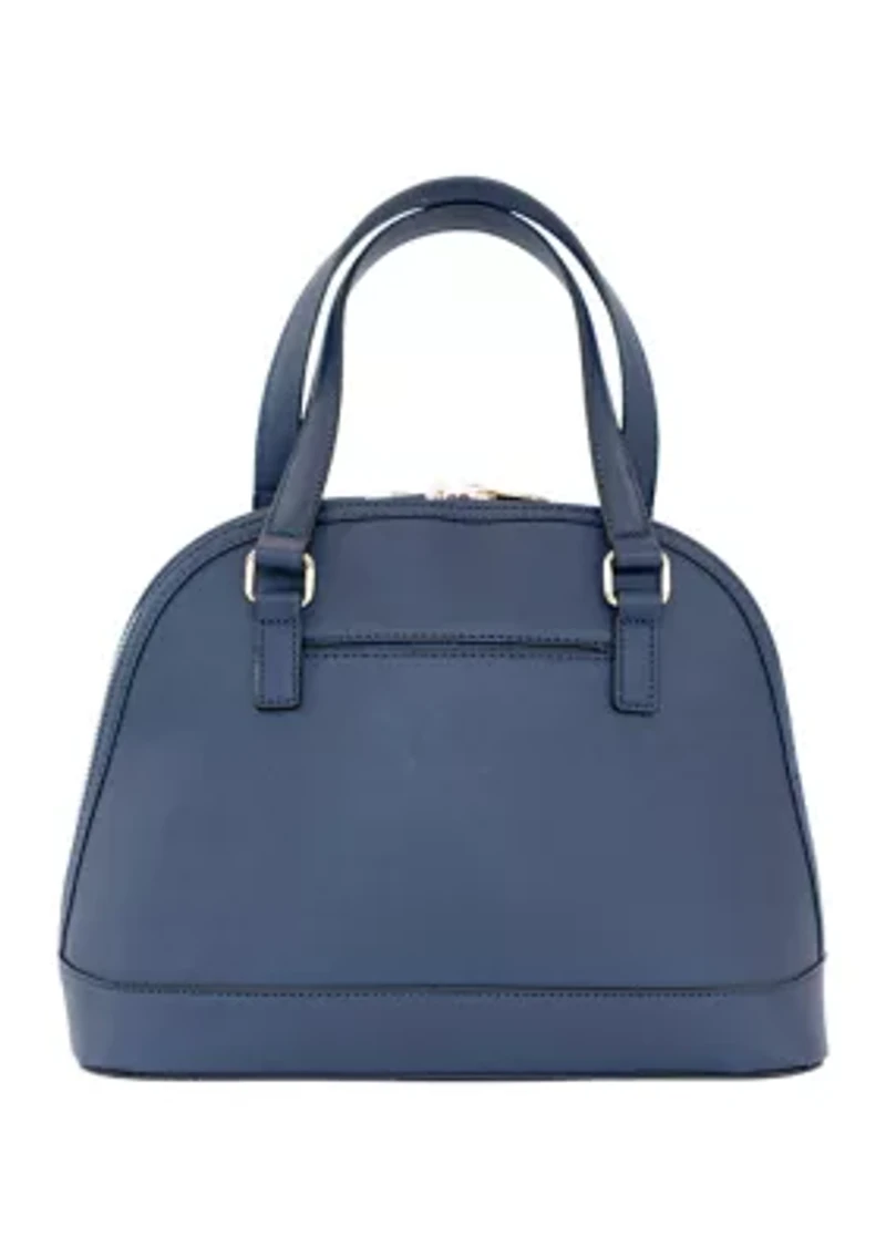 Saffiano Dome Satchel with Rose Printed Scarf