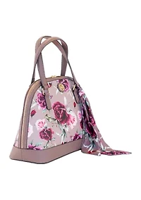Saffiano Rose Print Dome Satchel
