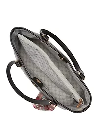 Saffiano Tote with Rose Print Scarf