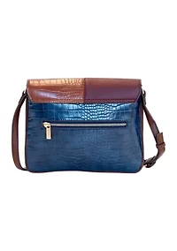 Mix Media Color Block Flap Crossbody