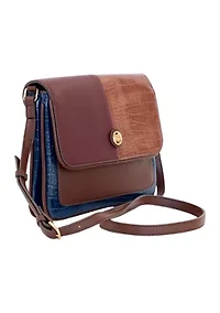 Mix Media Color Block Flap Crossbody
