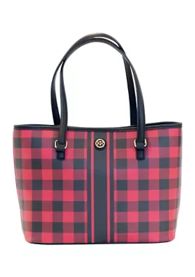 Saffiano Diagonal Plaid Tote