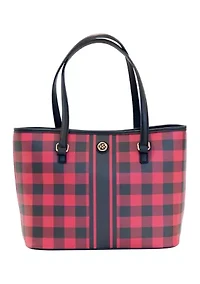 Saffiano Diagonal Plaid Tote