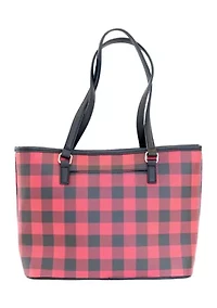 Saffiano Diagonal Plaid Tote