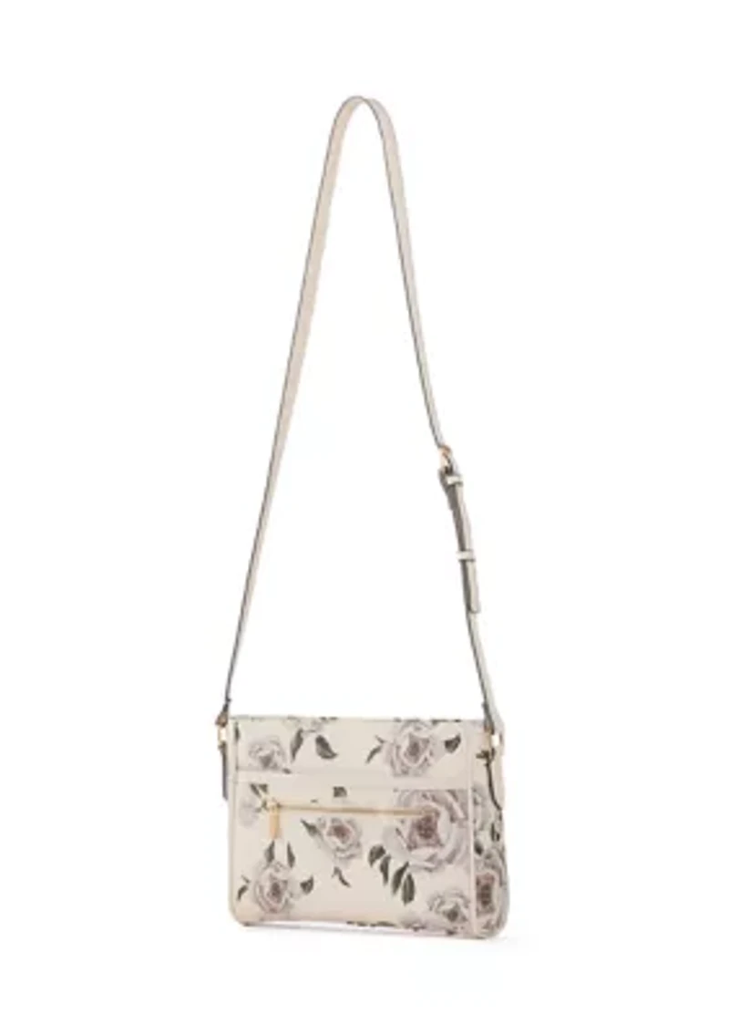 Saffiano Floral Lace East West Crossbody Bag