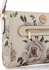 Saffiano Floral Lace East West Crossbody Bag