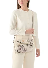 Saffiano Floral Lace East West Crossbody Bag