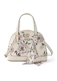 Saffiano Floral Lace Dome Satchel