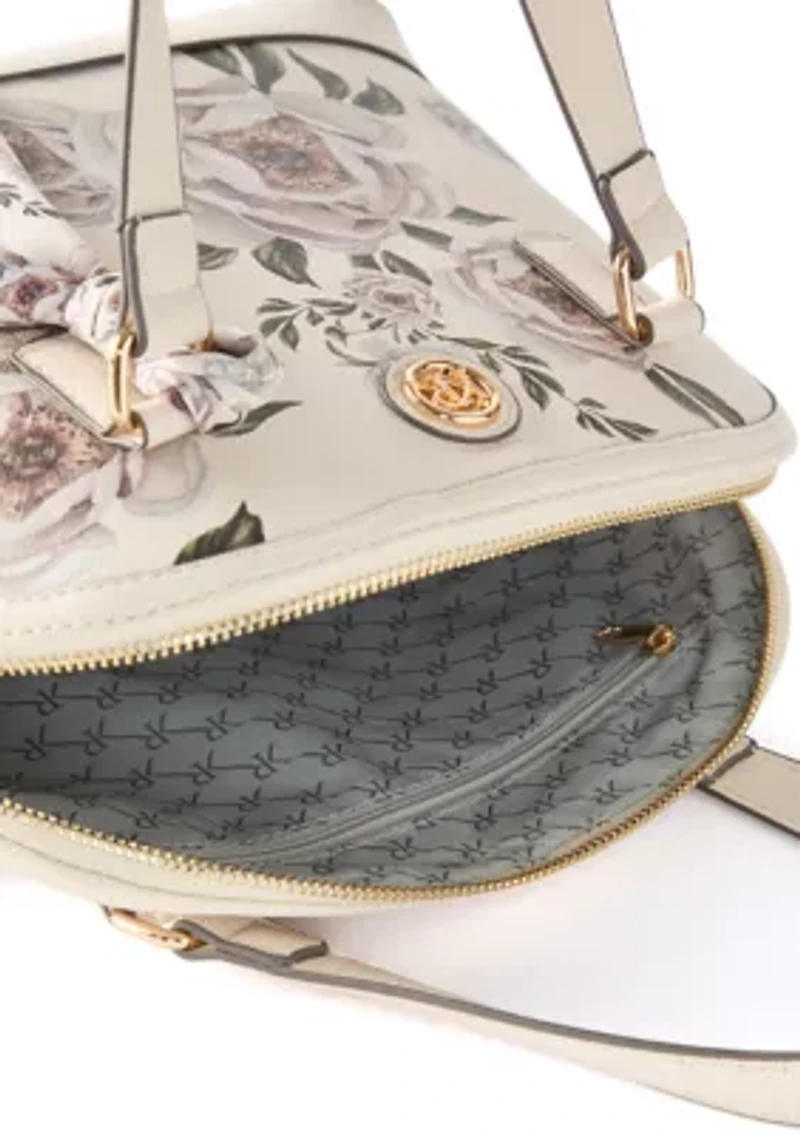 Saffiano Floral Lace Dome Satchel