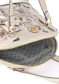 Saffiano Floral Lace Dome Satchel