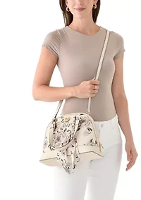 Saffiano Floral Lace Dome Satchel