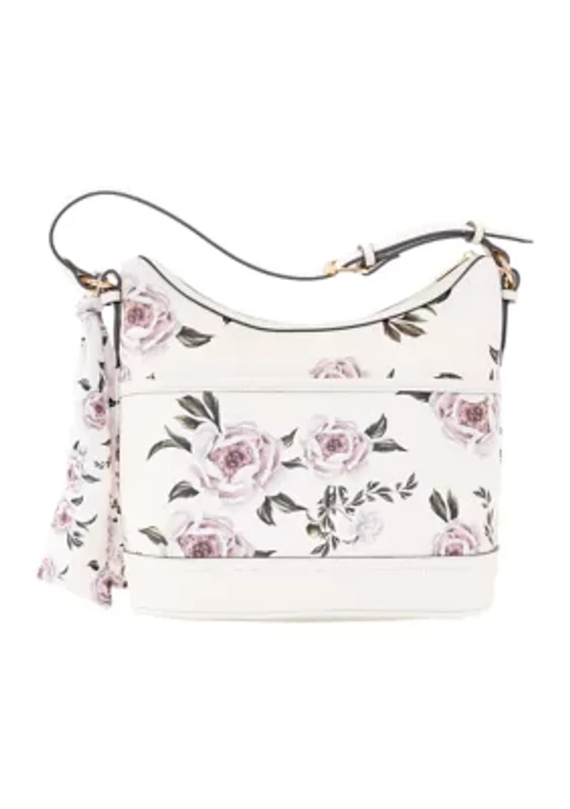 Saffiano Floral Lace Hobo Bag