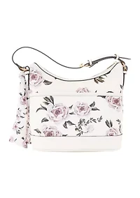 Saffiano Floral Lace Hobo Bag