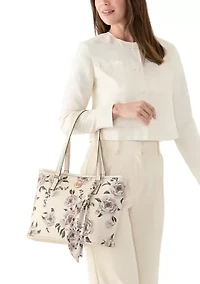 Saffiano Floral Lace Print Tote 