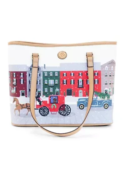   Christmas Motif Saffiano Tote