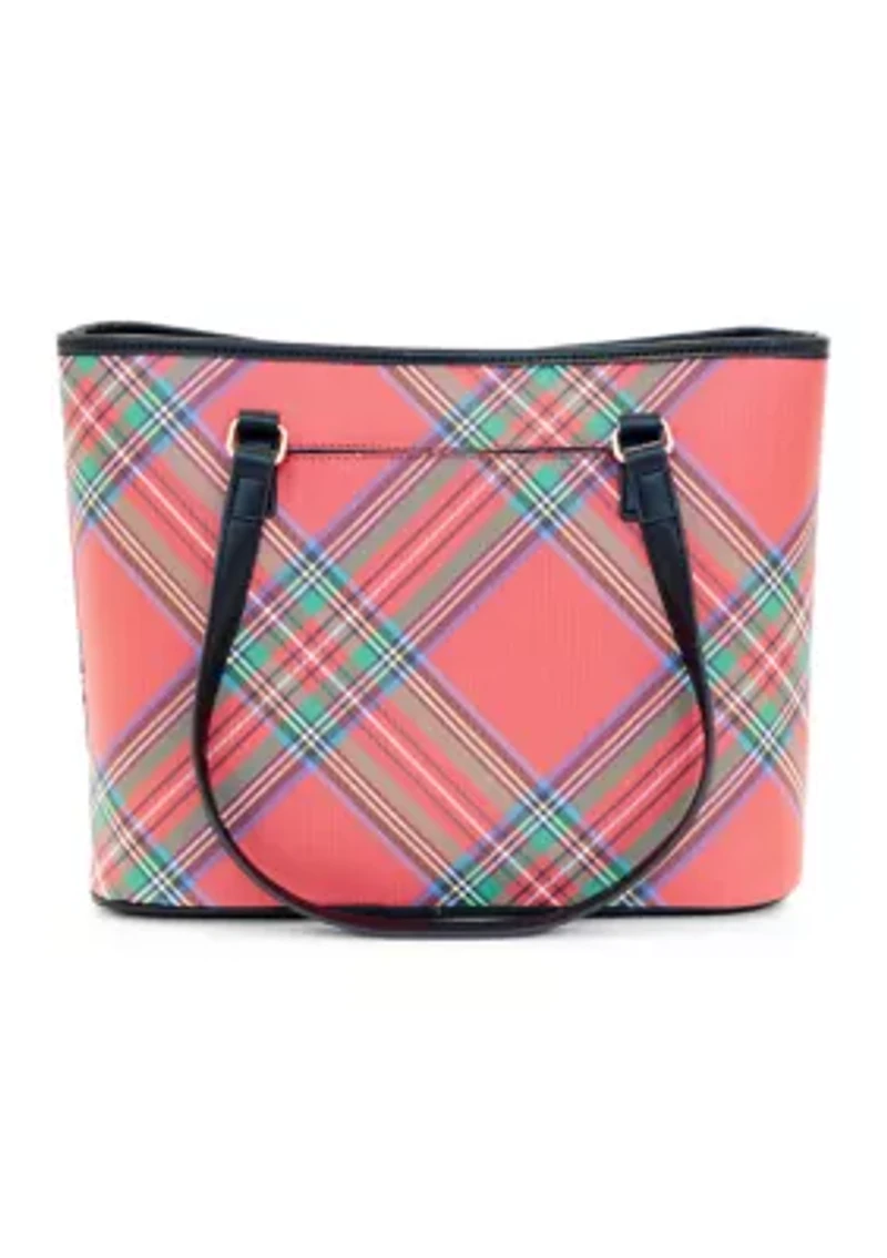 Holiday Plaid Saffiano Tote