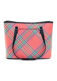 Holiday Plaid Saffiano Tote