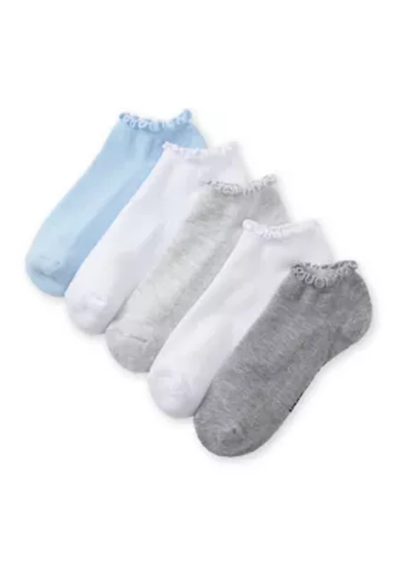 5 Pack Ruffle Low Cut Half Cushion Socks