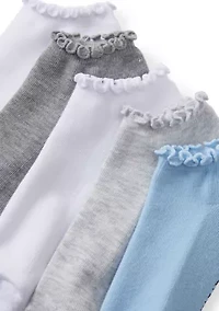 5 Pack Ruffle Low Cut Half Cushion Socks