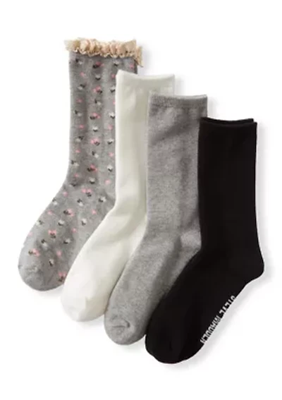 Ditsy Floral Crochet Trim Crew Socks Set