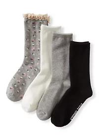 Ditsy Floral Crochet Trim Crew Socks Set